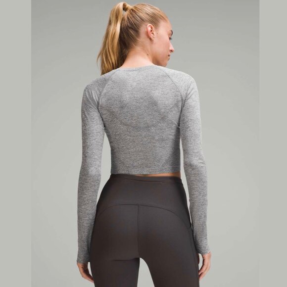 Lululemon Swiftly Tech Cropped Long-Sleeve Shirt 2.0 (Slate / White) - Size 6 - Picture 14 of 15